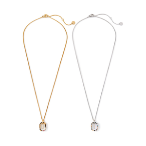 Collier pendentif Zi en or, argent et acier 45439, chaîne serpent minimaliste, cristal géométrique, strass - Product Image 1