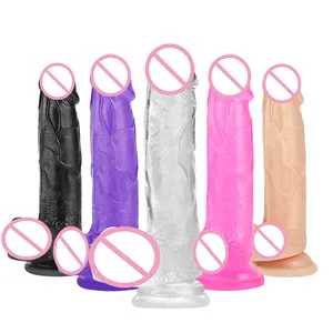 Werkseitig angepasste Großhandel S/M/L/XL Verschiedene Größen Penis Transparent Real Dick mit Saugnapf Künstliche Kristall dildos