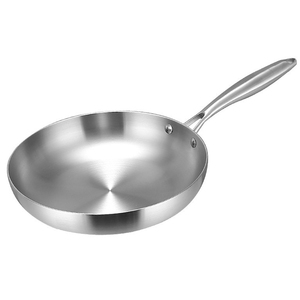 Sartén premium de acero inoxidable 304 de triple capa, apta para inducción y gas, antiadherente, wok de cocina, sartén plana de metal. - Product Image 1