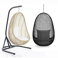 Garten drehbarer Eier stuhl im Freien Brown Wicker Cocoon Grau Rattan Ei geformter Stil Wicker Stuhl Rattan Stuhl im Freien