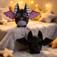 Peluche chauve-souris personnalisée OEM ODM, personnage de dessin animé 3D, poupée chauve-souris en peluche, mascotte personnalisée, couverture brodée