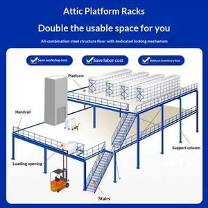 헤비듀티 이중 레이어 로프트 플랫폼 제조업체 도매 창고 보관 랙 커플링 설치 포함 - Product Image 4