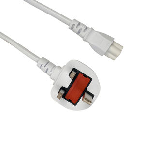 Especificación británica 1M Cable de alimentación blanco Plum Tail 3 enchufes UK/<span class=keywords><strong>Commonwealth</strong></span> Travel Laptop Impresoras Cargador Electrodomésticos - Product Image 5