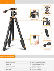 Qzsd Q160 alüminyum alaşım <span class=keywords><strong>Tripod</strong></span> kamera <span class=keywords><strong>Dslr</strong></span> kamera tripodu taşınabilir fotoğraf canlı mobil beşik kafa <span class=keywords><strong>Tripod</strong></span> - Product Image 6