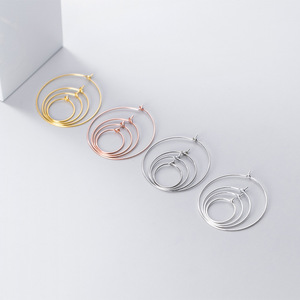 Boucles <span class=keywords><strong>d</strong></span>'oreilles créoles classiques en <span class=keywords><strong>argent</strong></span> Sterling 925 mode 0.7mm fil <span class=keywords><strong>oreille</strong></span> ronde cerceaux bijoux pour femmes - Product Image 3