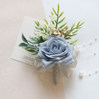 Bros Bunga Mawar Kain Buatan, Corsage Pergelangan Tangan, Bunga Kerah untuk Acara Bisnis, Perayaan, Upacara, Aksesoris Pernikahan Gaya Hutan XS048