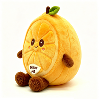 Coussin décoratif rond en forme de tranche d'orange, peluche en forme de fruit avec tige et feuilles