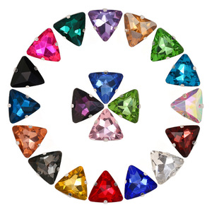 Strass triangulaires en verre à 12 facettes, qualité A, pour robes de mariée, vêtements, cols et accessoires DIY - Product Image 1
