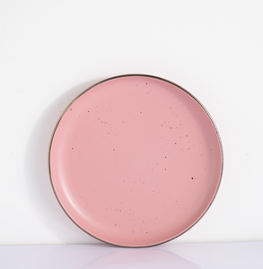 16Pcs Blush Pink Speckled Matte Ceramic Dinnerware <b>Set</b>, Luxury Gold Rim Round Plates Bowls Modern Nordic Home Kitchen Tableware - Product Image 4