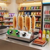 Chauffe-panini et bâtonnets à hot-dogs 6 fers, thermostat réglable, 900W, en acier inoxydable, pour table, maintien au chaud 24h
