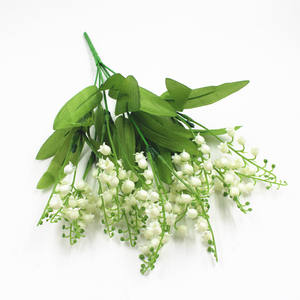 Flores artificiales de tacto real para decoración de bodas, flores artificiales a granel convallaria majalis muguet de mai lily of the valley - Product Image 1