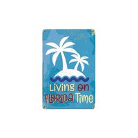 Décoration Murale Vintage en Fer Forgé « Living an Florida Time » – Plaque Décorative pour Café, Bar, Pub, Maison, Bière, Artisanat