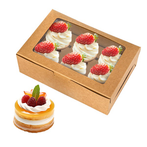 Cajas de embalaje de pastel de taza impresa personalizada desechable de varios tamaños Cajas de papel para llevar de pastel de <span class=keywords><strong>pan</strong></span> de panadería con ventanas transparentes - Product Image 1