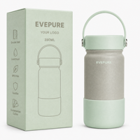 EVEPURE Bouteille isotherme portable en acier inoxydable à double paroi, 350 ml, écologique, anti-fuite, sans BPA, 12-24 heures