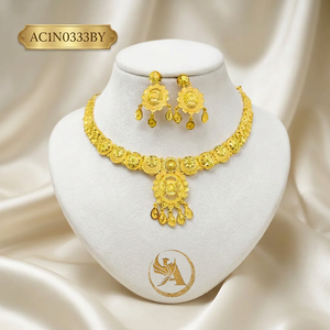 24K Gold Plated Elegant <b>Charm</b> Necklace Indian Style African Wedding Jewelry Wholesale Fashion Jewelry - Product Image 1