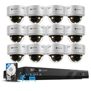 Sistem Kamera CCTV 4COVR 16 Kanal NVR 4K PoE Berkabel Deteksi Wajah AI Lampu Ganda Warna Penuh Audio Dua Arah Pengawasan Bisnis - Product Image 1