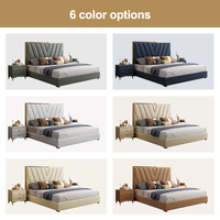 Luxuriöses Edelstahl-Polsterbett Modernes Samt-Stoff-Leder Doppelbett Kingsize-Bettgestell