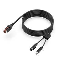 Cable USB de 8 Pines y 12V con Conector DC 5.5x2.1mm, Alta Potencia, Revestimiento de PVC, para Terminales POS y Escáneres de Código de Barras