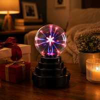 Boule de plasma durable avec base en ABS, verre transparent et lisse, flux de plasma aléatoire, cadeau de Noël ou de pendaison de crémaillère, boule de plasma de bureau