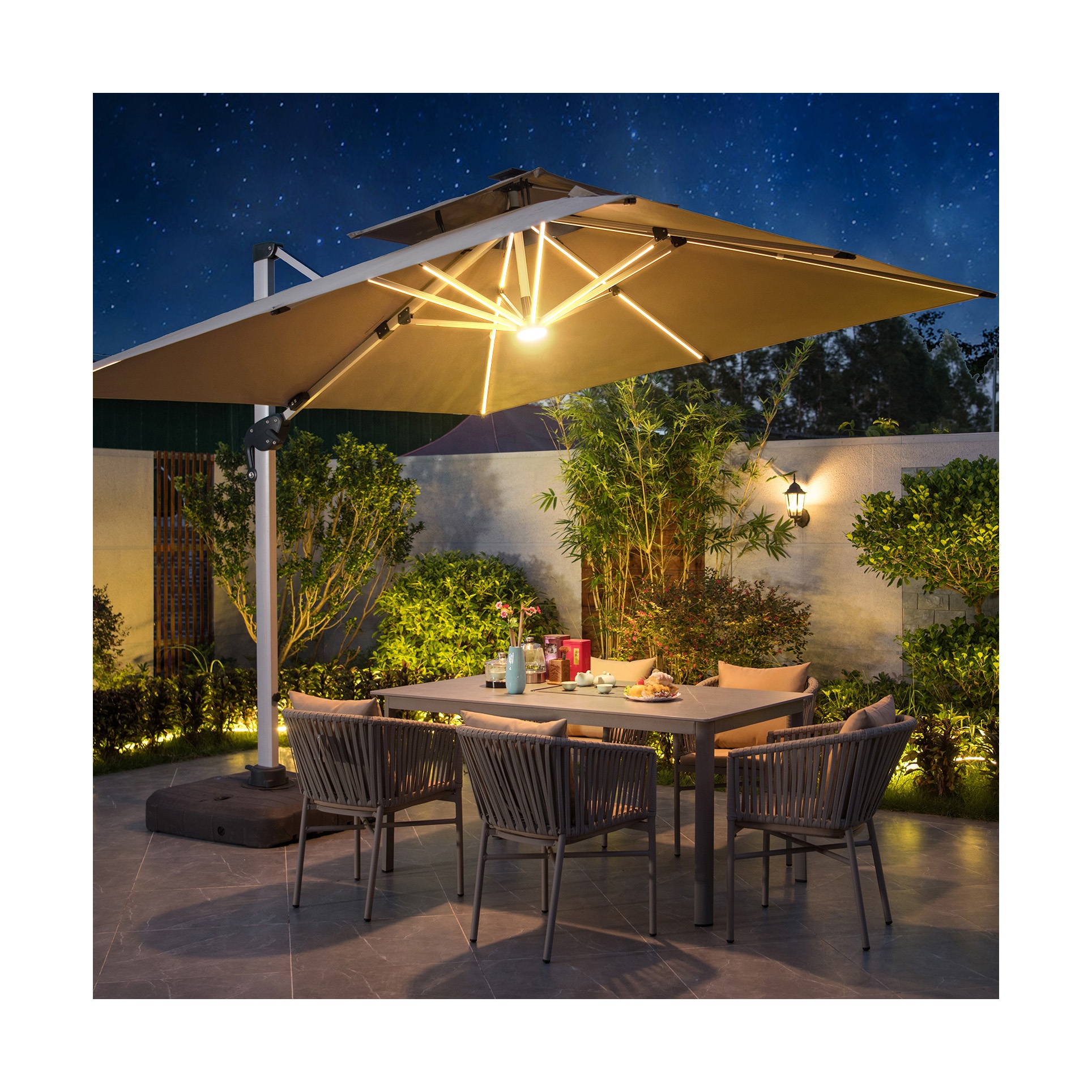big lots 10 patio umbrella Replacement Canopy for Big Lots Real Living Triple Umbrella 15ft Beige Whisper