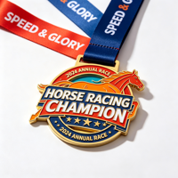 Médaille personnalisée de champion de club d'équitation, logo personnalisé, plaqué or, trophée sportif, pendentif pour cadeau de vainqueur