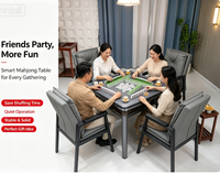 Table de mahjong automatique moderne et durable avec 4 chaises, ensemble de table de jeu électrique en plastique et métal pour la famille et les amis