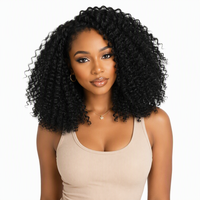 Perruque Afro Bouclée Frisée Demi-Cheveux, Queue de Cheval à Cordon de Serrage, Sans Colle, Résistante à la Chaleur, Fibre Haute Température à Densité Élevée