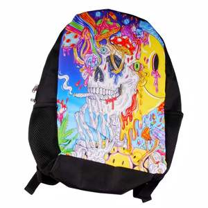 Mochila Unisex de Moda con Estampado de Calavera Colorida, Estilo Hip-Hop, 15 Pulgadas, Cierre de Cremallera, Múltiples Bolsillos, para Uso Diario, Poliéster, 20-37L - Product Image 1