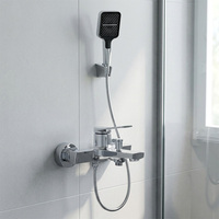 Robinet mural double usage en laiton noir de haute qualité, ensemble de douche pour salle de bain, robinet de baignoire