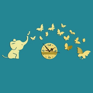 Con Voi Và Bướm Gương Đồng Hồ Treo Tường Trang Trí Tường Gương Sticker Đồng Hồ - Product Image 2