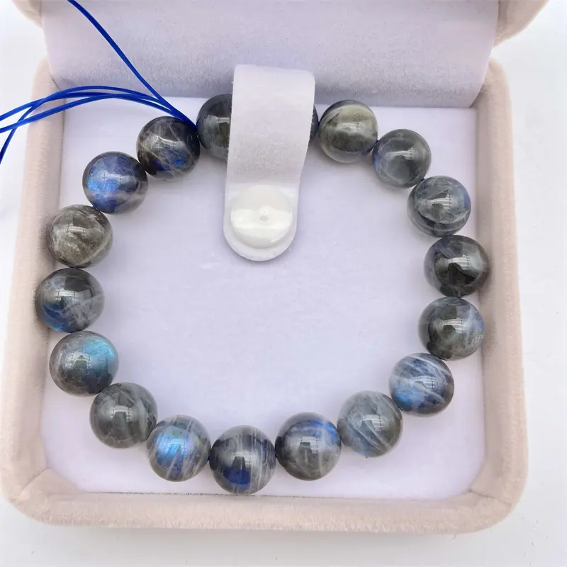Wholesale natural gemstone crystal bracelet carved labradorite beads bracelet for sale