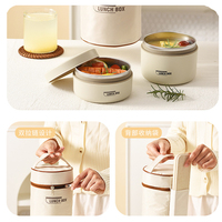 Boîte à bento portable à 3 niveaux avec sac isotherme, récipient à lunch isolé sans BPA pour enfants et adultes, avec couvercle en plastique