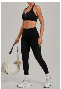 Ensemble de yoga 2 pièces sans couture taille haute, respirant, effet push-up, couleur unie, dos nu, pour femme, idéal pour la course en extérieur 2026 - Product Image 4