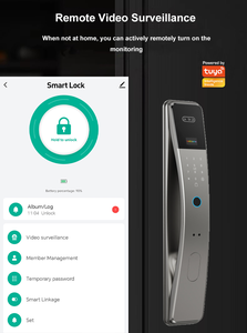 ระบบอินเตอร์คอมวิดีโอ TYSH แอป Tuya พร้อมระบบล็อคประตูอัจฉริยะแบบดิจิตอล ใช้ลายนิ้วมือ อัตโนมัติ เชื่อมต่อ Wifi พร้อมกล้องและกริ่งประตู - Product Image 2
