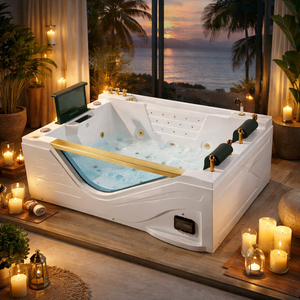 Système de massage pour 2 personnes, bain à remous en acrylique, spa intérieur, <span class=keywords><strong>jacuzzi</strong></span> rectangulaire, baignoire de luxe avec cascade - Product Image 6