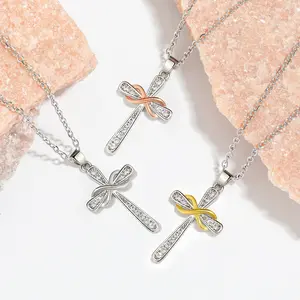 Vintage Western Religious Christian 18k Gold Plated Crosses Gold Jewelry Personality Pendant Necklace For Women Rosaries Dainty