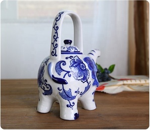 Adornos Decorativos de Porcelana Azul y Blanca Estilo <span class=keywords><strong>del</strong></span> Sudeste Asiático, Tetera con Forma de Elefante, Decoración Clásica para el Hogar <span class=keywords><strong>del</strong></span> <span class=keywords><strong>Artista</strong></span> - Product Image 6