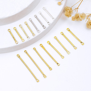 Tige de connexion à double trou plaquée or 18 carats, accessoires DIY électroplaqués or 14 carats pour boucles d'oreilles, bracelets et colliers B39 - Product Image 2