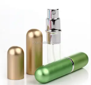 Vente en gros d'atomiseurs de parfum rechargeables en aluminium 5/8/10ml pour usage cosmétique avec manipulation de surface d'impression en sérigraphie