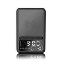 Mini-enceinte portable bluetooth, sans fil, haut-parleur de puissance w, avec affichage LED, réveil avec alarme, carte Hifi TF, jeu de musique, enceinte avec chargeur sans fil