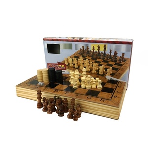 Wholesale 3 in 1 <strong>Wooden</strong> <strong>Chess</strong> <strong>Set</strong> with <strong>Wooden</strong> Folding <strong>Chess</strong> Board <strong>Chess</strong> Piece Kid Puzzle Board Game - Product Image 2