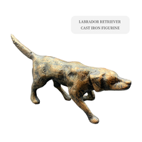 Statue vintage en fonte de Labrador Retriever, figurine de chien finition bronze antique pour la décoration de la maison et du bureau