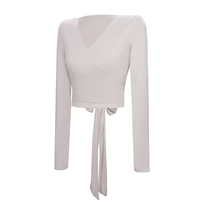 Hauts enveloppants de ballet pour femmes, chemise en tricot à manches longues et col en V pour adultes
