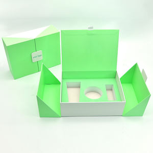 Offres Spéciales Double Ouvert Logo Plaque <span class=keywords><strong>Vert</strong></span> Ruban Couverture Chocolat Boîte Cadeau Taille Personnalisée Couleur Pliant Magnétique Éponge En Relief - Product Image 2