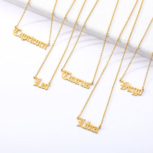 Collier unisexe tendance vintage en acier inoxydable plaqué argent avec zircon, résistant au ternissement, chaîne à maillons, <span class=keywords><strong>horoscope</strong></span>, cadeau - Product Image 5