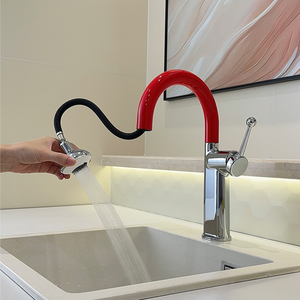 Pull Out Basin Faucet Single Handle Ceramic Valve Core Deck <b>Mounted</b> With <b>Spray</b> Function For Bathroom Sink - Product Image 3