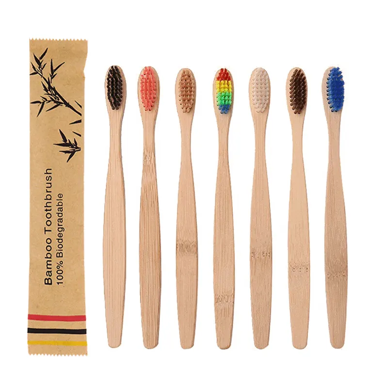 Free sample rainbow toothbrush bamboo hotel mini bamboo toothbrush charcoal custom logo bamboo 100% soft toothbrush