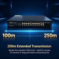 Commutateur PoE Gigabit non géré 48V, 16 ports, montage en rack, RJ45, SFP, commutateurs réseau à haute vitesse et haute performance