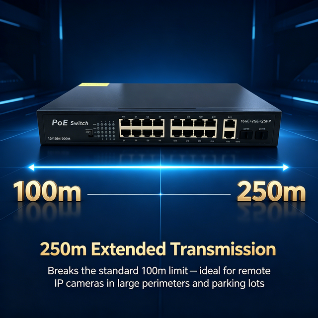 48V Unmanaged Gigabit POE Switch 16 Port Rack Mounted RJ45 SFP Network Switches with High Speed & High Performance