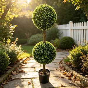 Modern Neat Stylized Dual Sphere Foliage Ring with waterproof woven <b>edge</b> for <b>garden</b> corridor plaza indoor outdoor - Product Image 4